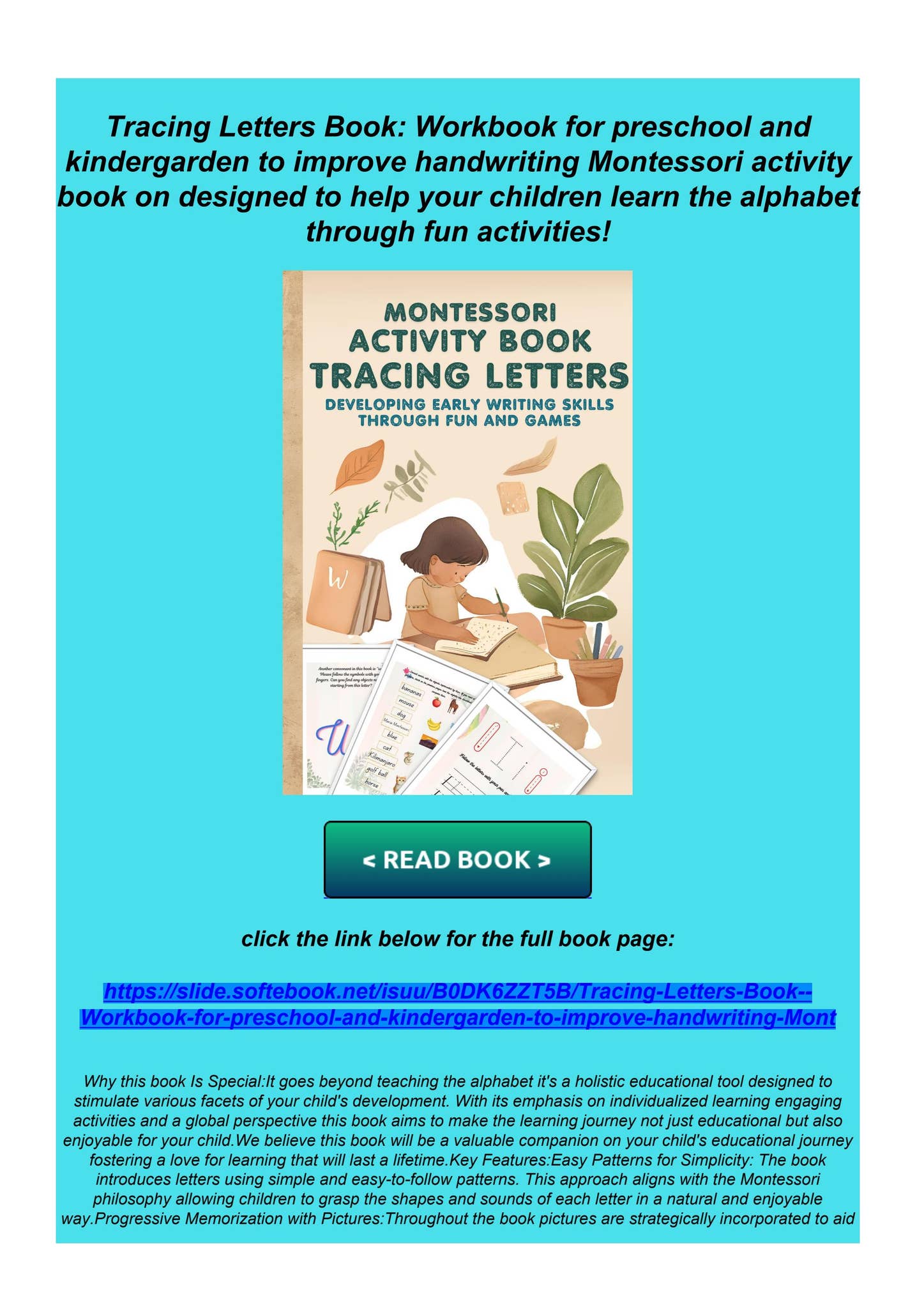 Read PDF Tracing Letters Book: Workbook for preschool and kindergarden ...