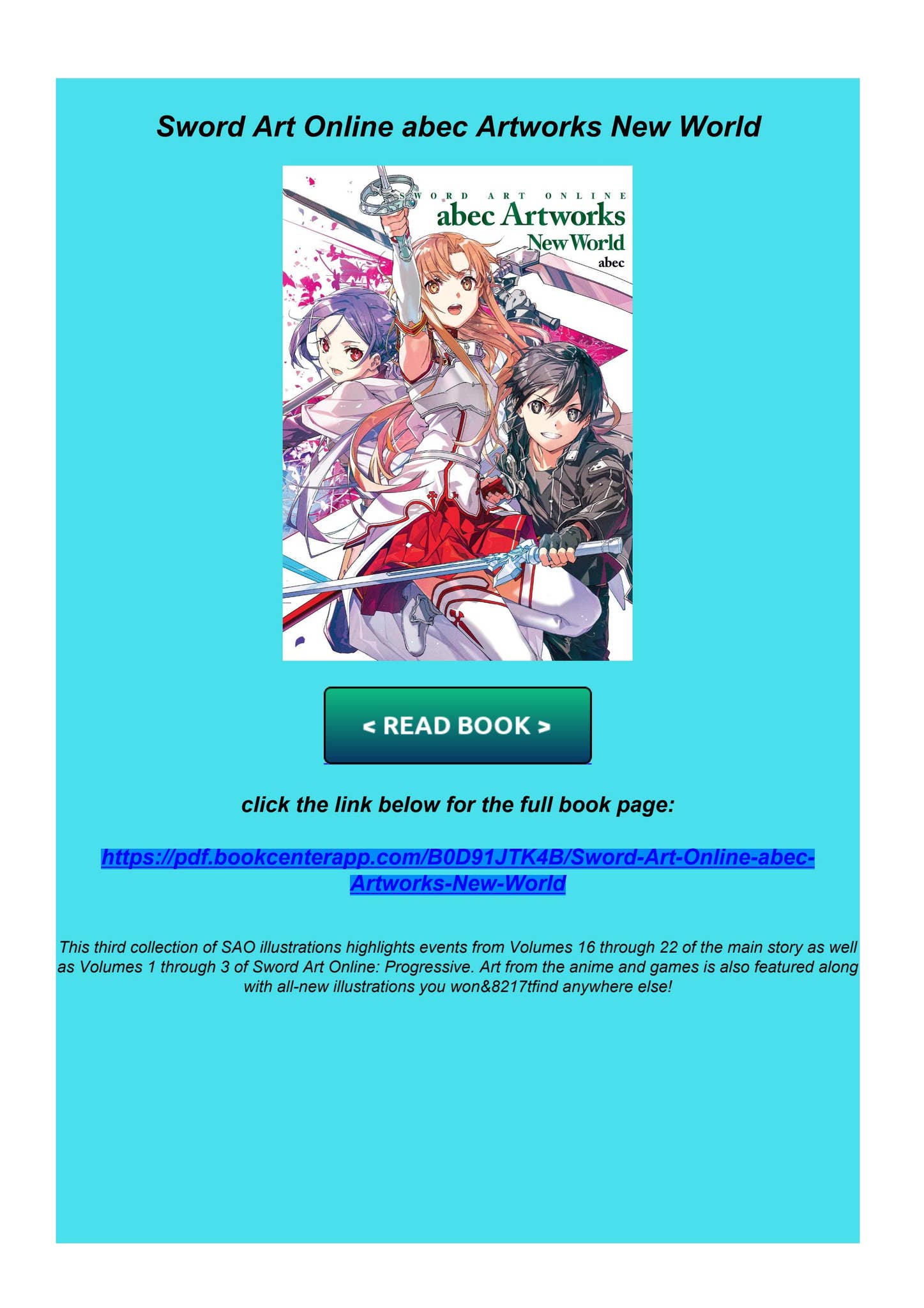 Read PDF Sword Art Online abec Artworks New World by
