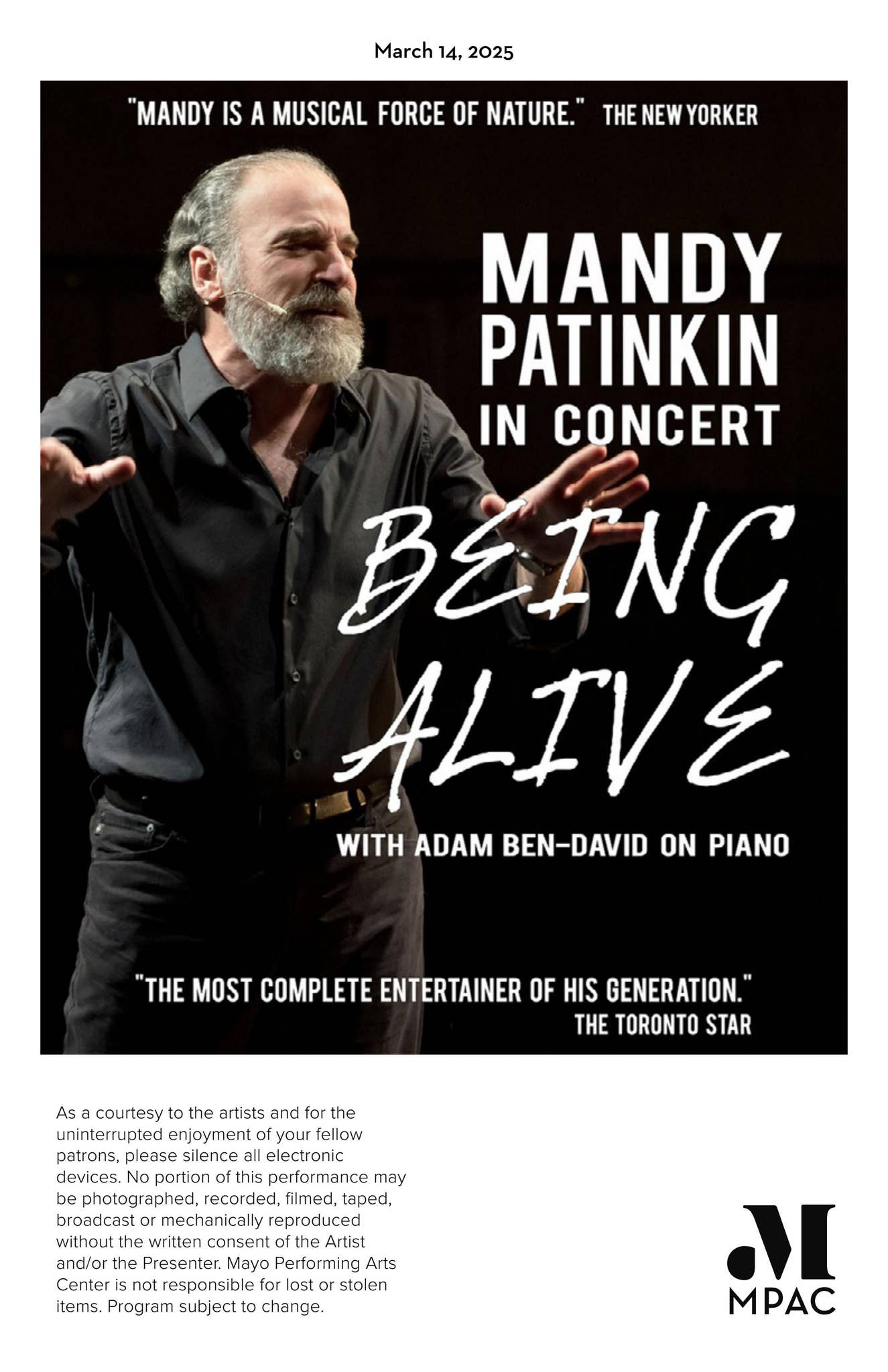 Mandy Patinkin by Mayo Performing Arts Center - Issuu