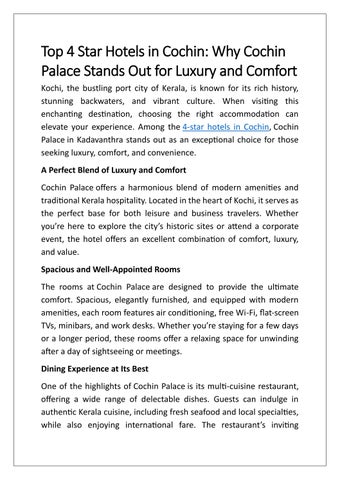 Top 4 Star Hotels in Cochin