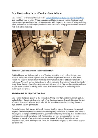 Oria Homes — Best Luxury Furniture Store in Surat