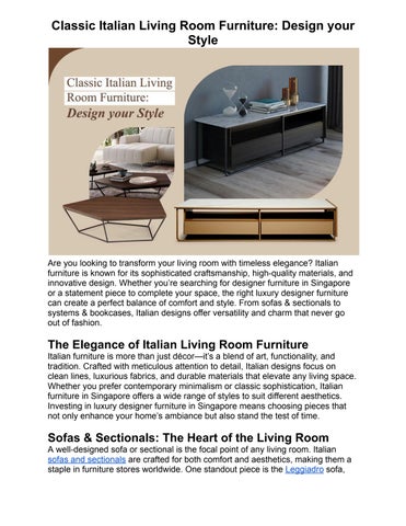 Classic Italian Living Room Furniture: Design your Style