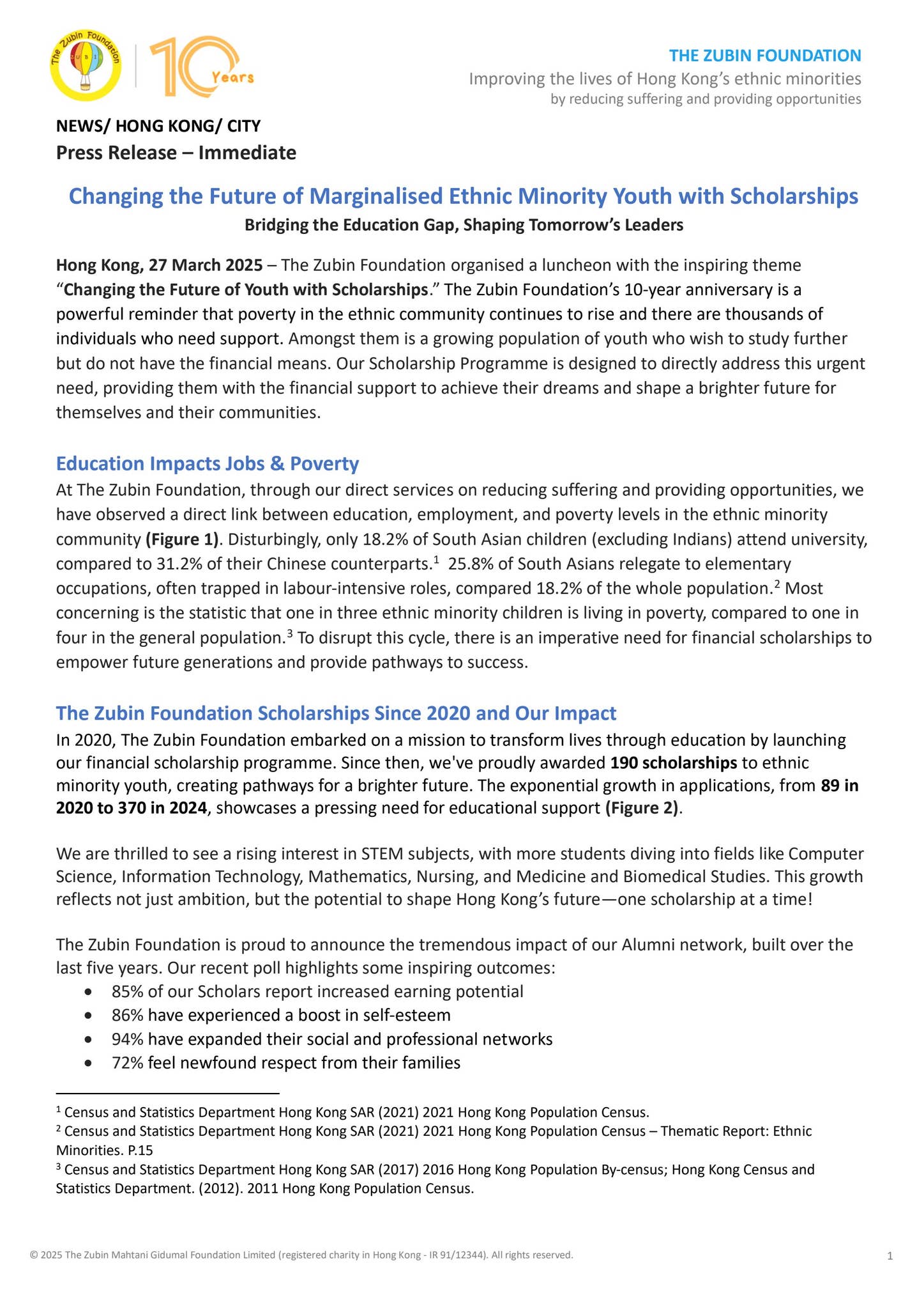 Press Release: Changing the Future of Marginalised Ethnic Minority Youth  with Scholarships by The Zubin Foundation - Issuu