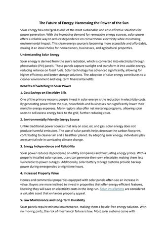 The Future of Energy Harnessing the Power of the Sun by Jose phine - Issuu