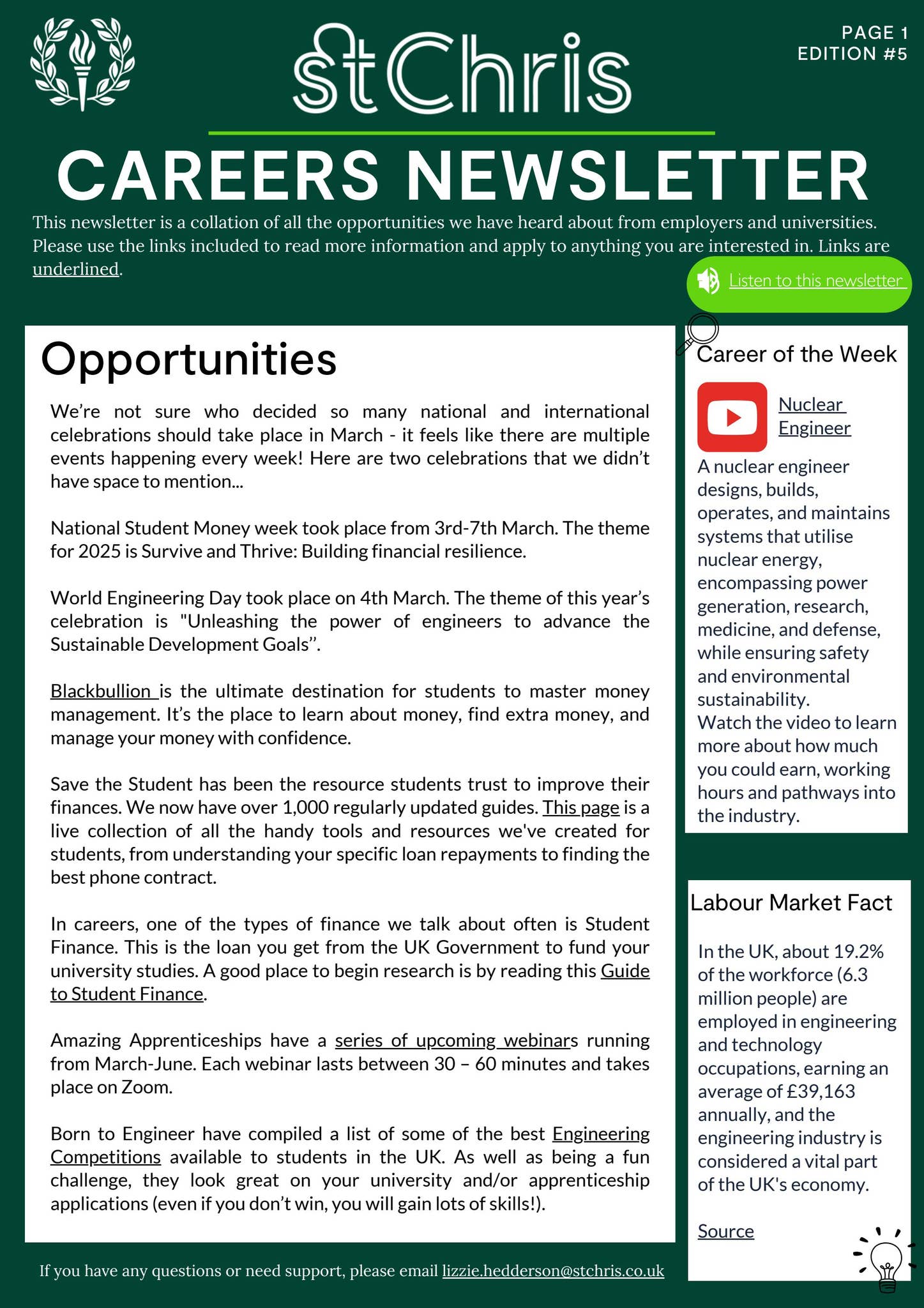 St Chris Careeres Newsletter - Edition 5 by St Christopher School - Issuu