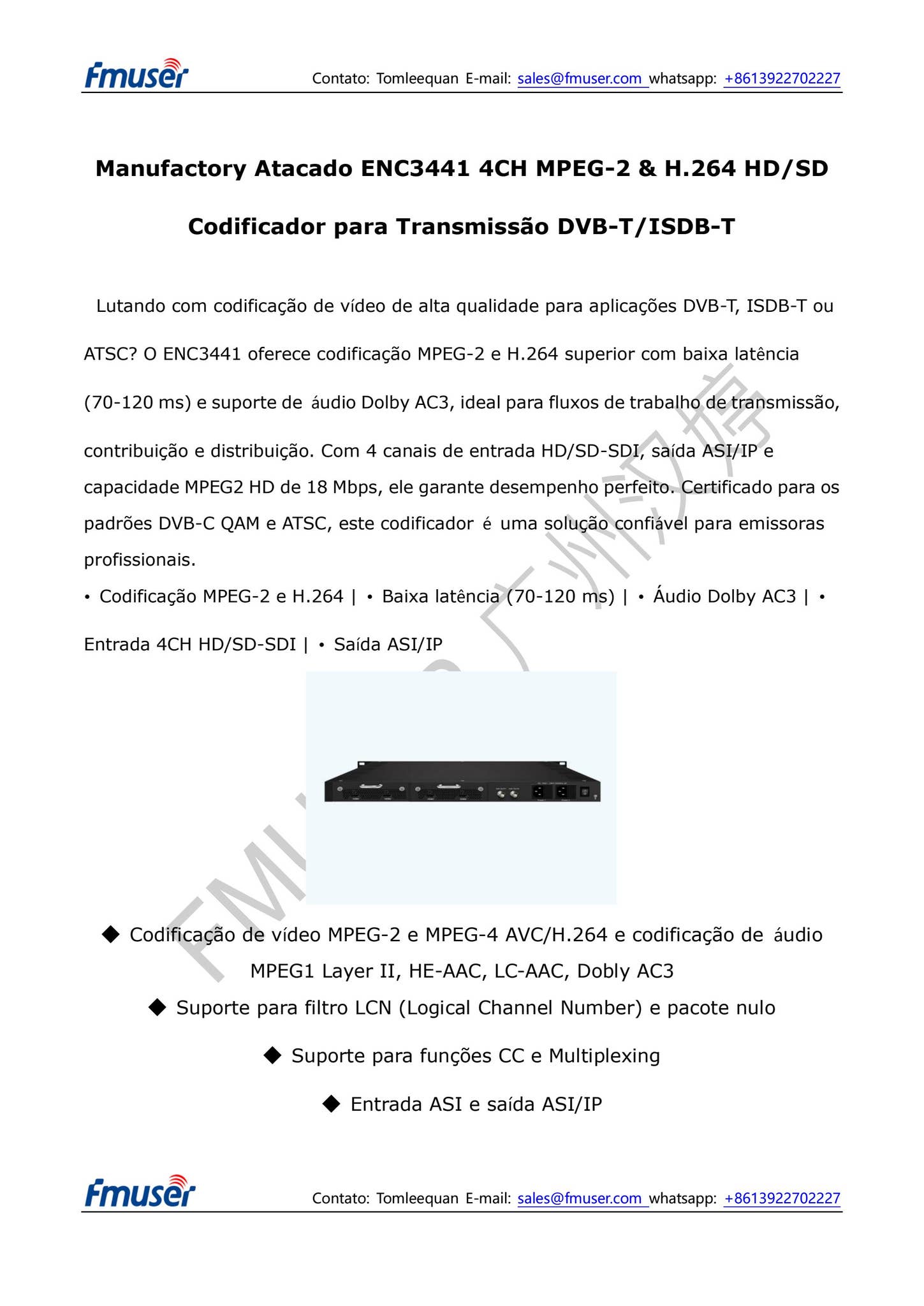 Manufactory Atacado ENC3441 4CH MPEG-2 & H.264 HD/SD Codificador para ...