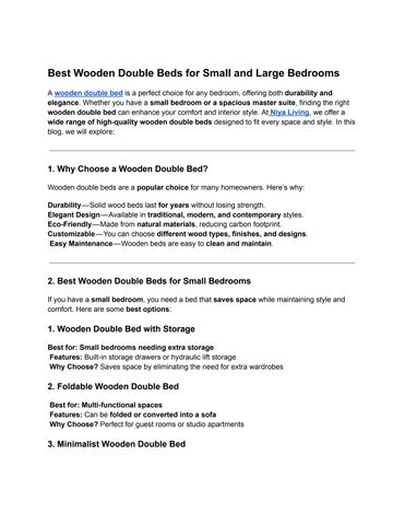 Best Wooden Double Beds for Small and Large Bedrooms