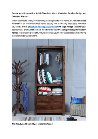 WCRO Solid Sheesham Wood Open Wardrobe With Drawer Huge Storage Space For Living Room