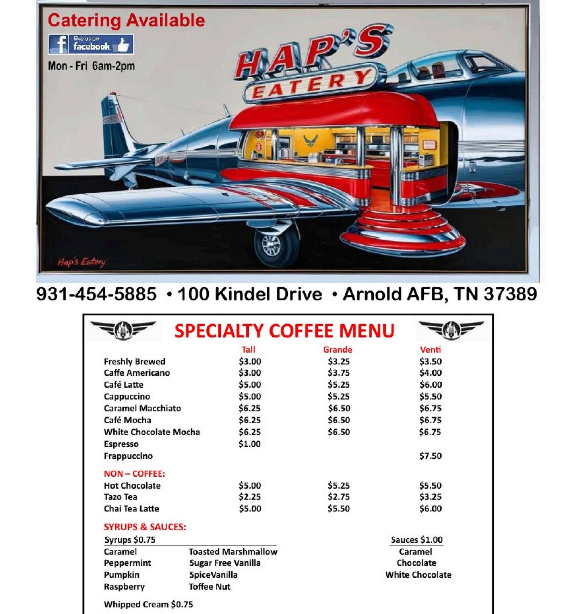 Aps Menu Hap's Eatery Menu by Arnold AFB Services - Issuu