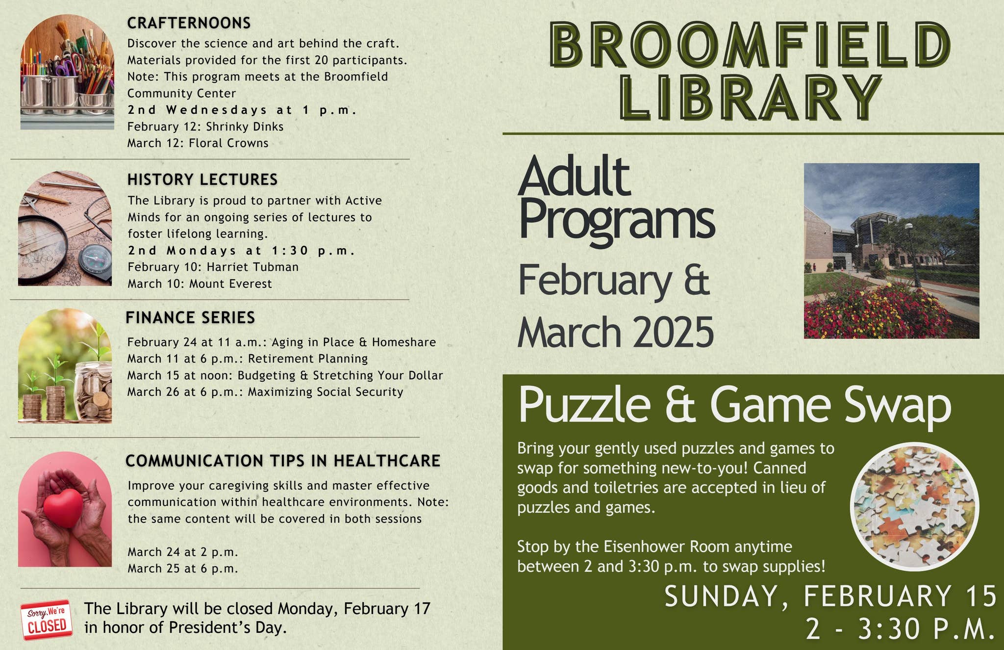 Broomfield Library Adult Newsletter February & March 2025 by City and