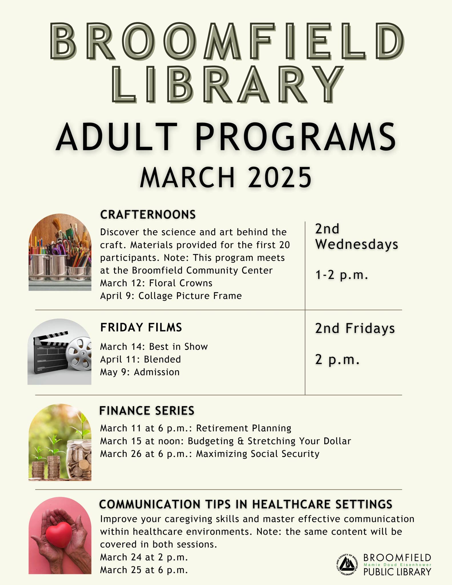 Broomfield Library Adult Newsletter March 2025 by City and County of