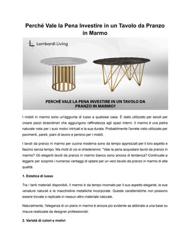 Perché Vale la Pena Investire in un Tavolo da  Pranzo in Marmo