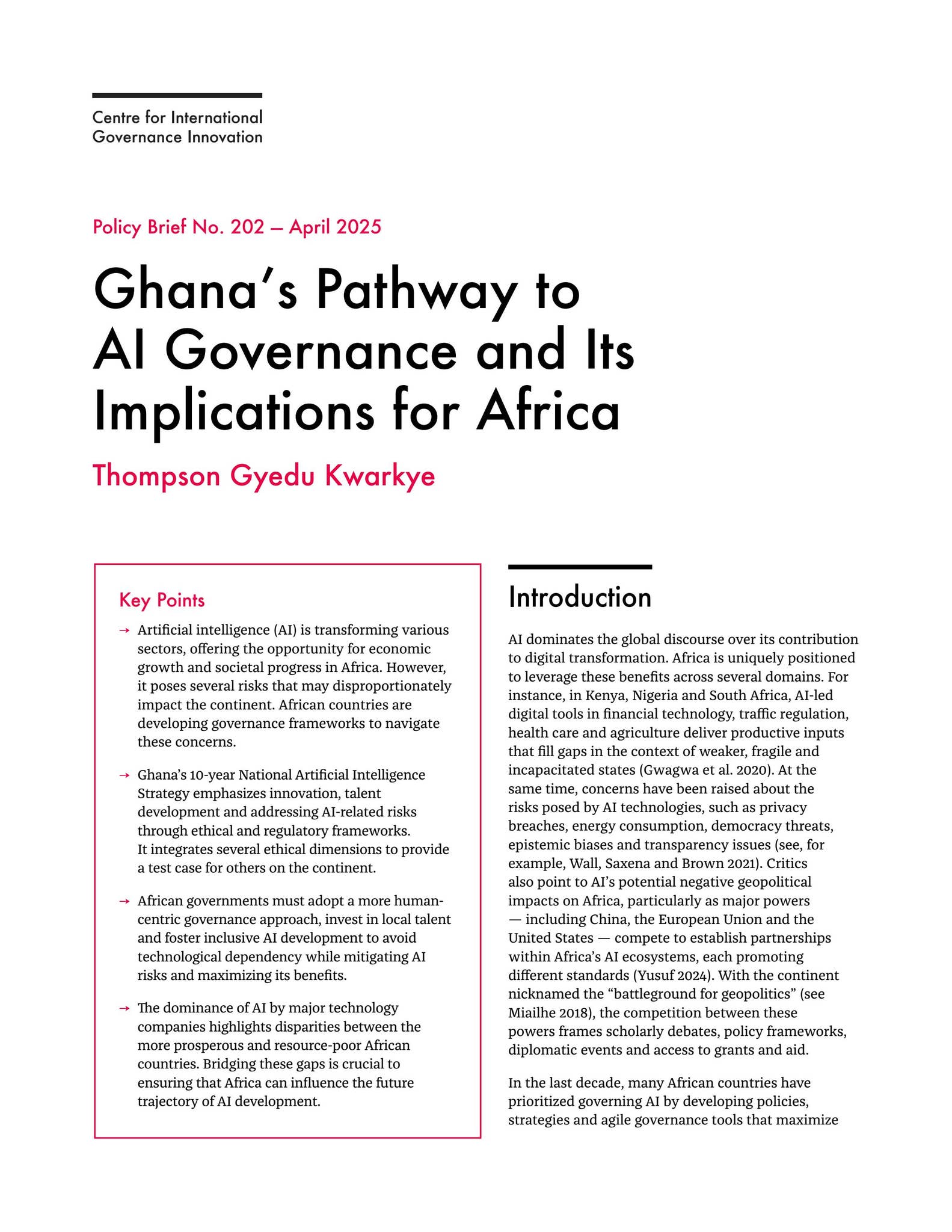 Ghana's Pathway to AI Governance and Its Implications for Africa by ...