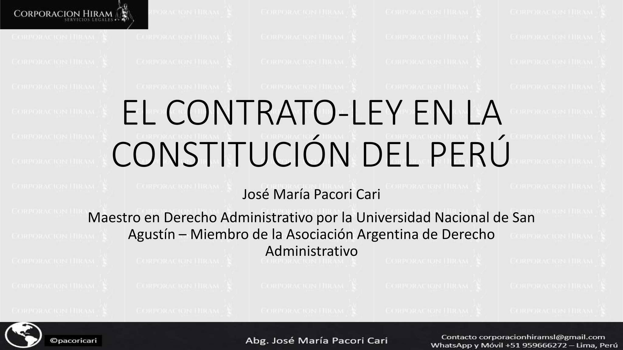 EL CONTRATO-LEY EN LA CONSTITUCIÓN DEL PERÚ - AUTOR JOSÉ MARÍA PACORI ...