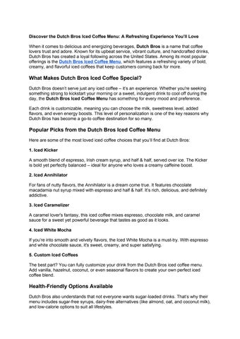 Discover the Dutch Bros Iced Coffee Menu_ A Refreshing Experience You’ll Love