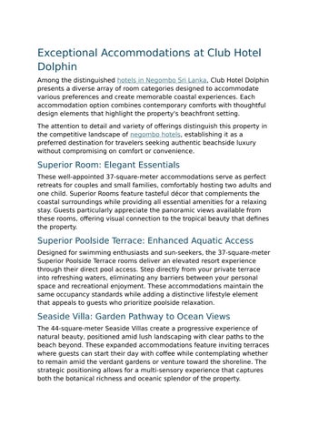 Exceptional Accommodations at Club Hotel Dolphin