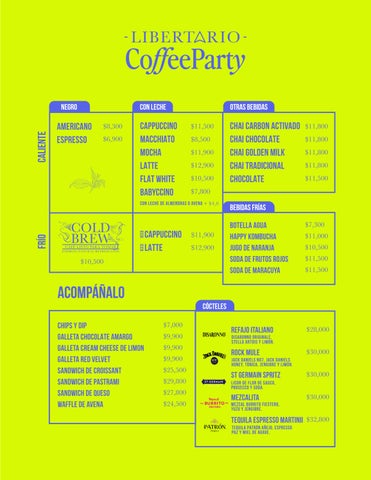 Menú Coffee Party - Libertario