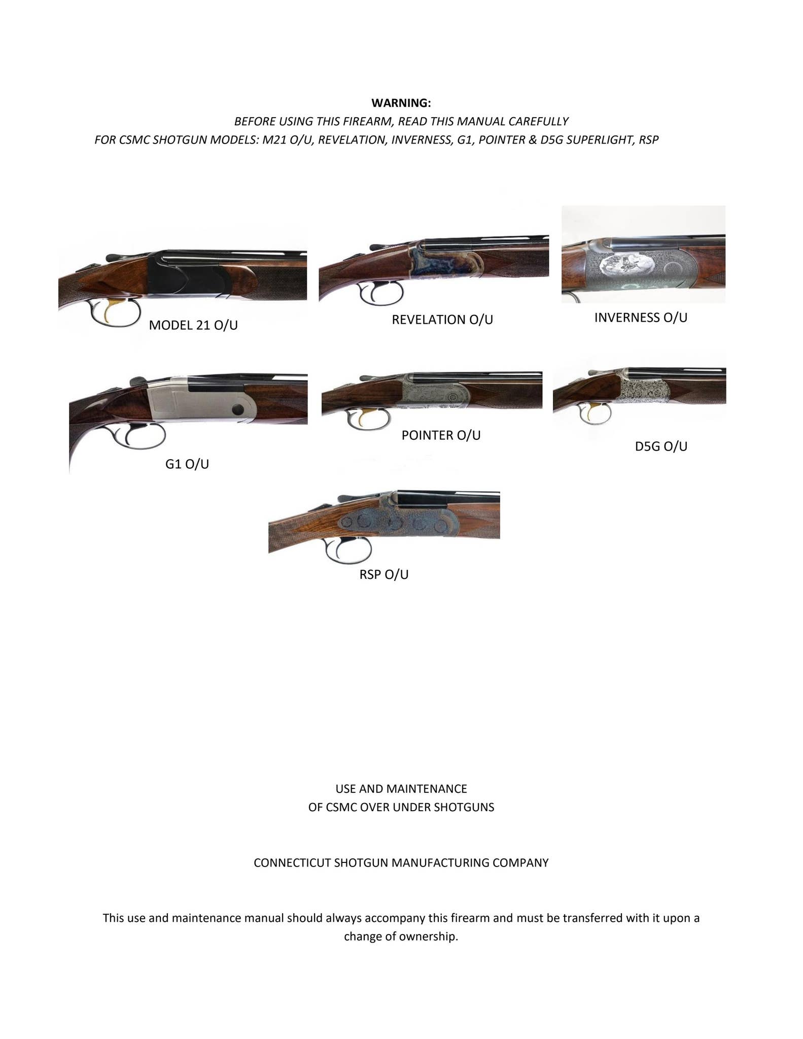 Over & Under Manual by Connecticut Shotgun Mfg. Co. - Issuu