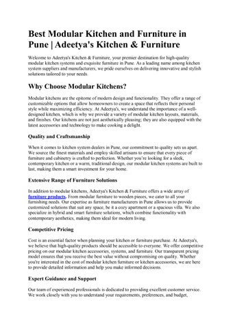 Best Modular Kitchen and Furniture in Pune