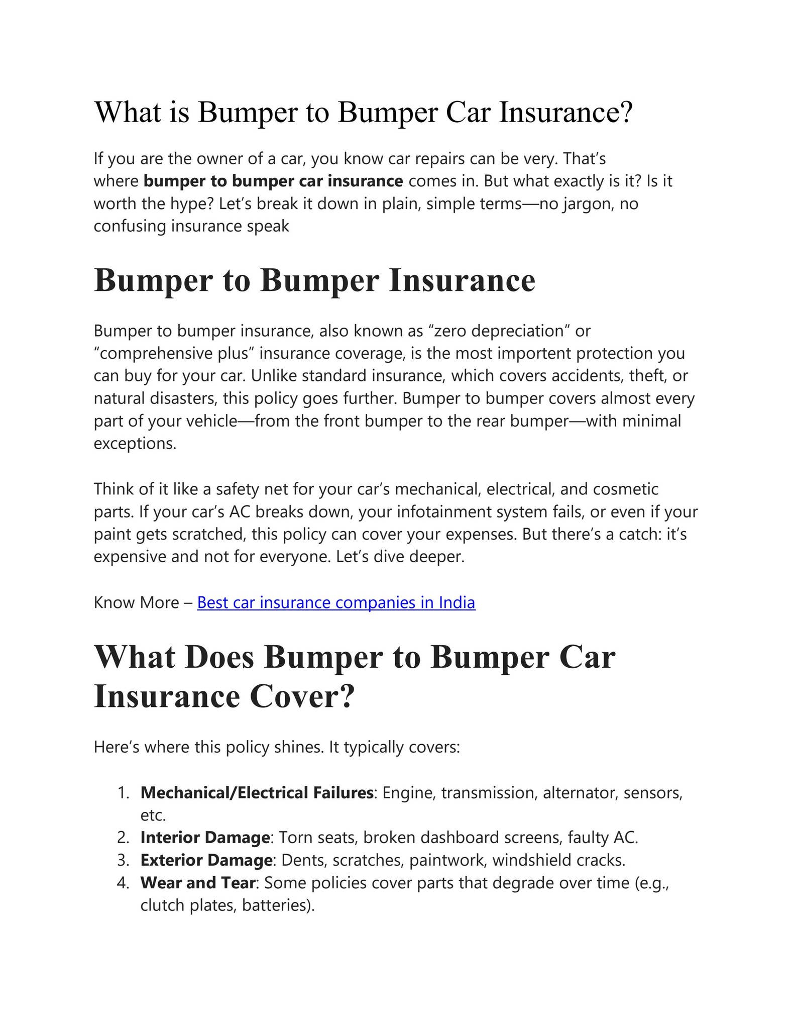 What Is Bumper To Bumper