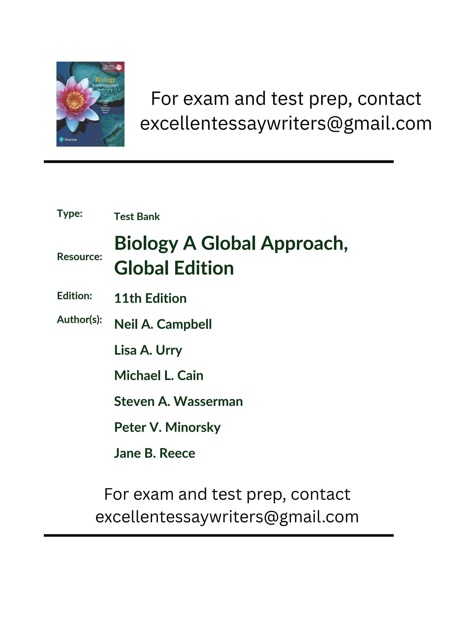 Biology A Global Approach, Global Edition, 11th Edition Neil A