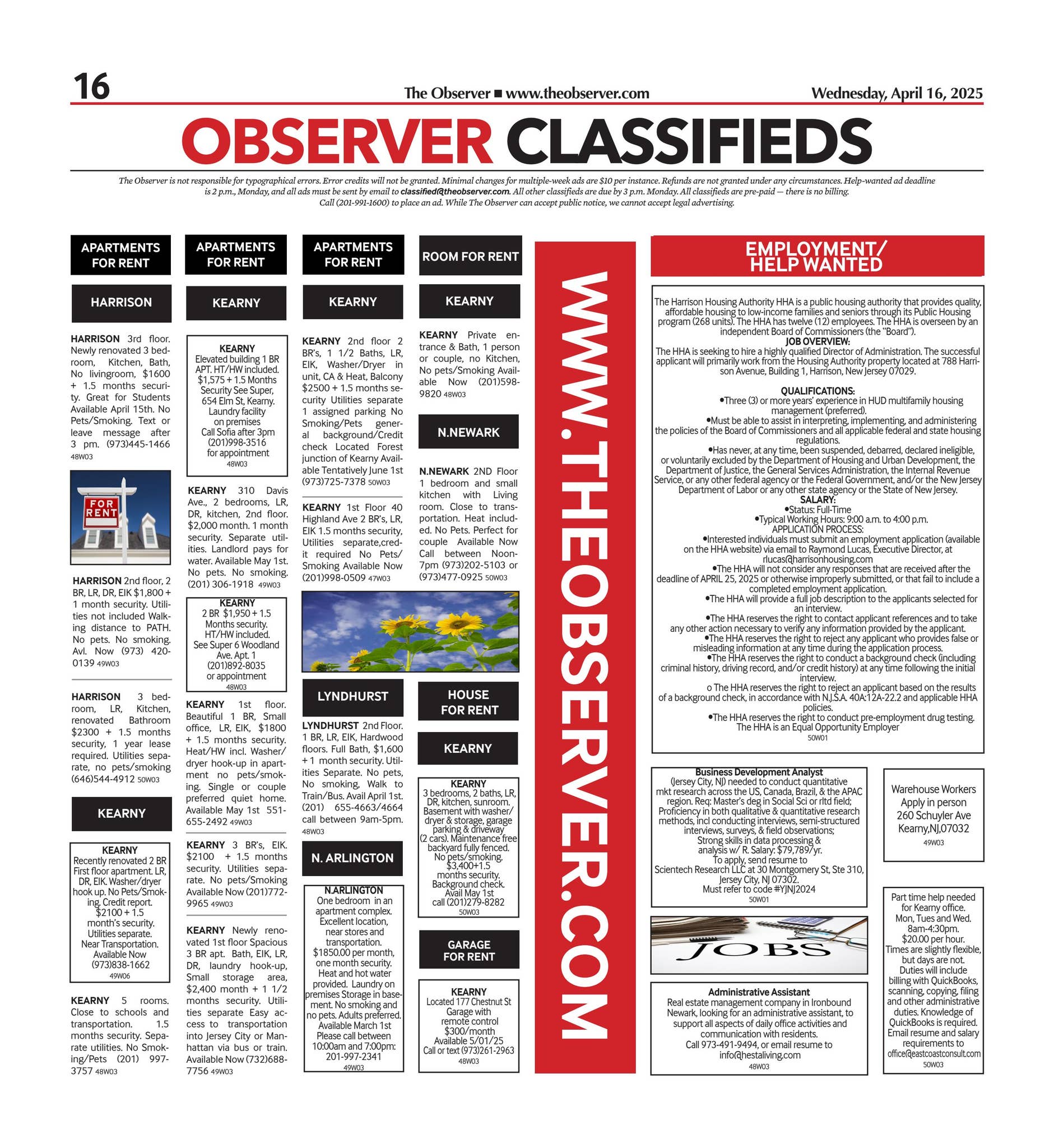 Classifieds for April 16, 2025 by The Observer Newspaper - Issuu