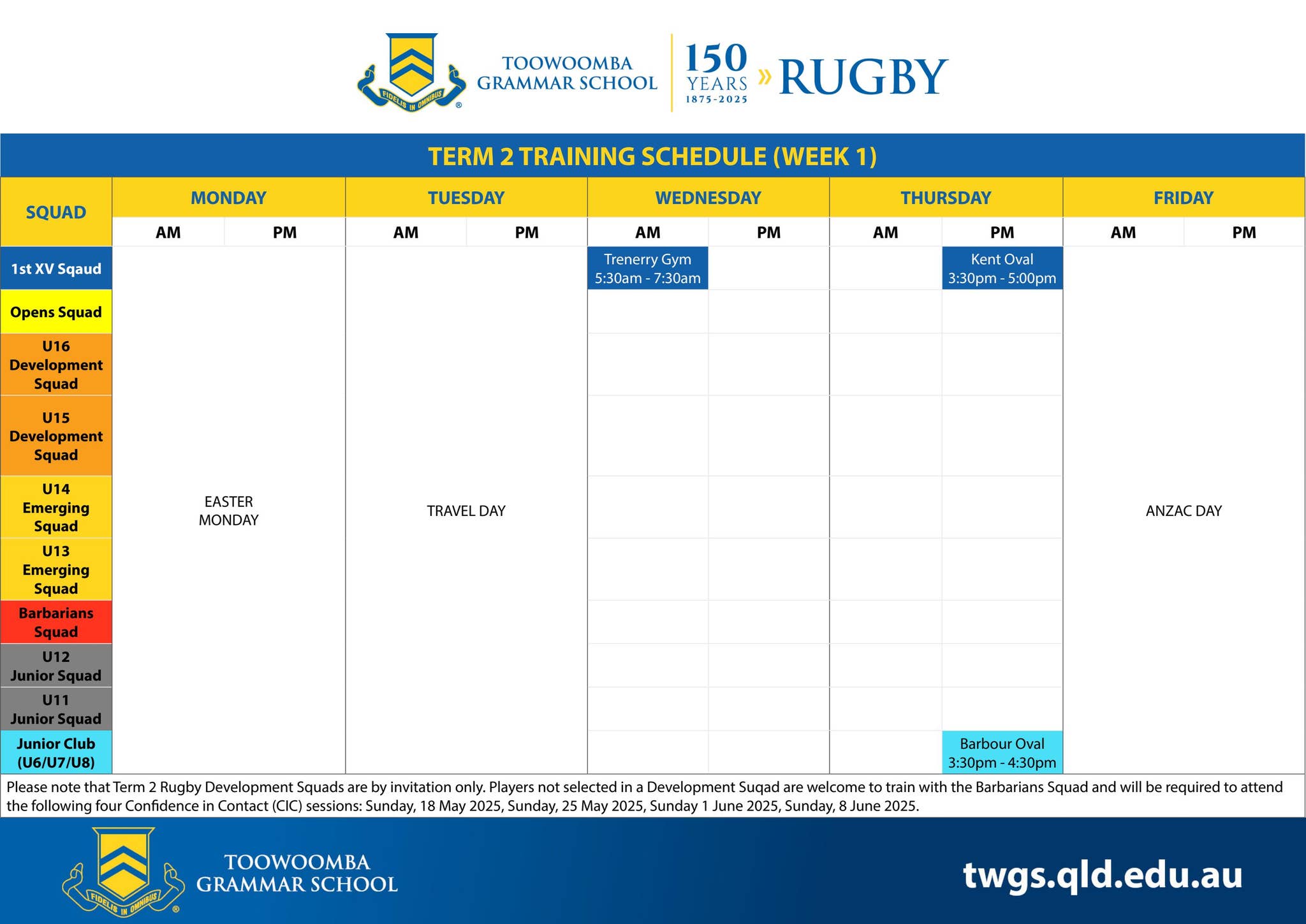 Rugby - Term 2 Training Schedule by toowoombagrammarschool - Issuu