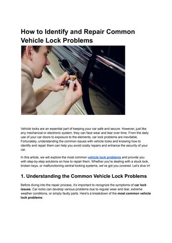 How to Identify and Repair Common Vehicle Lock Problems by Sana Khan ...