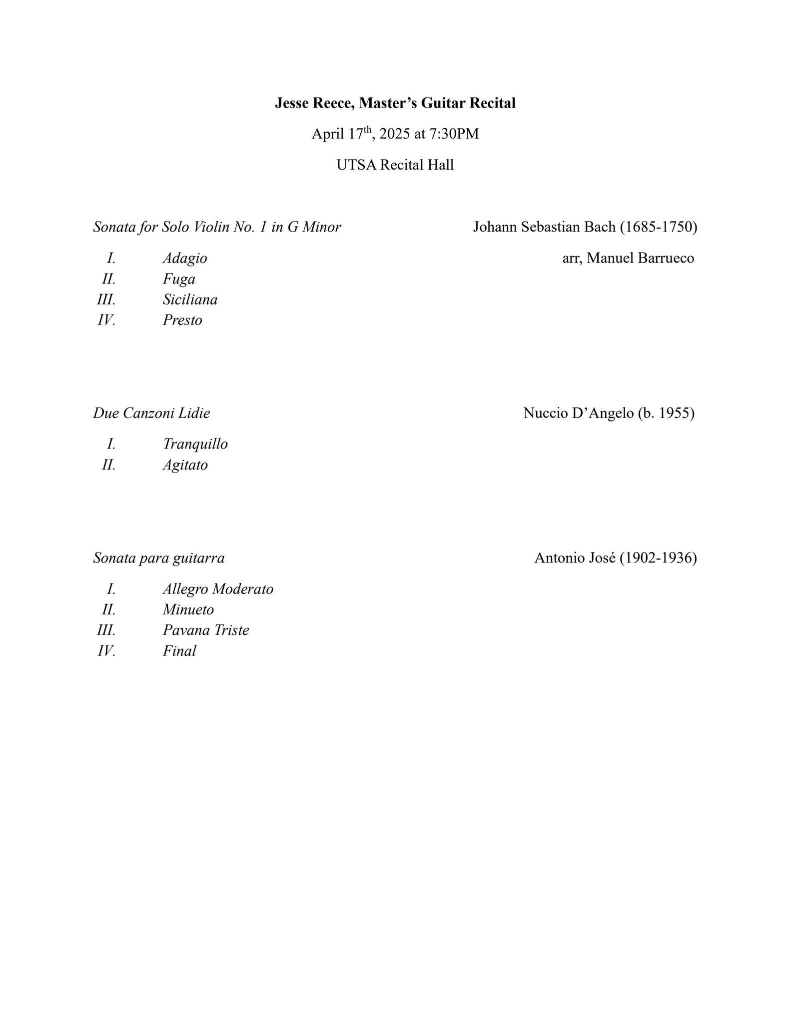 Jesse Reece Jesse Reece Graduate Guitar Recital by UTSA School of Music - Issuu
