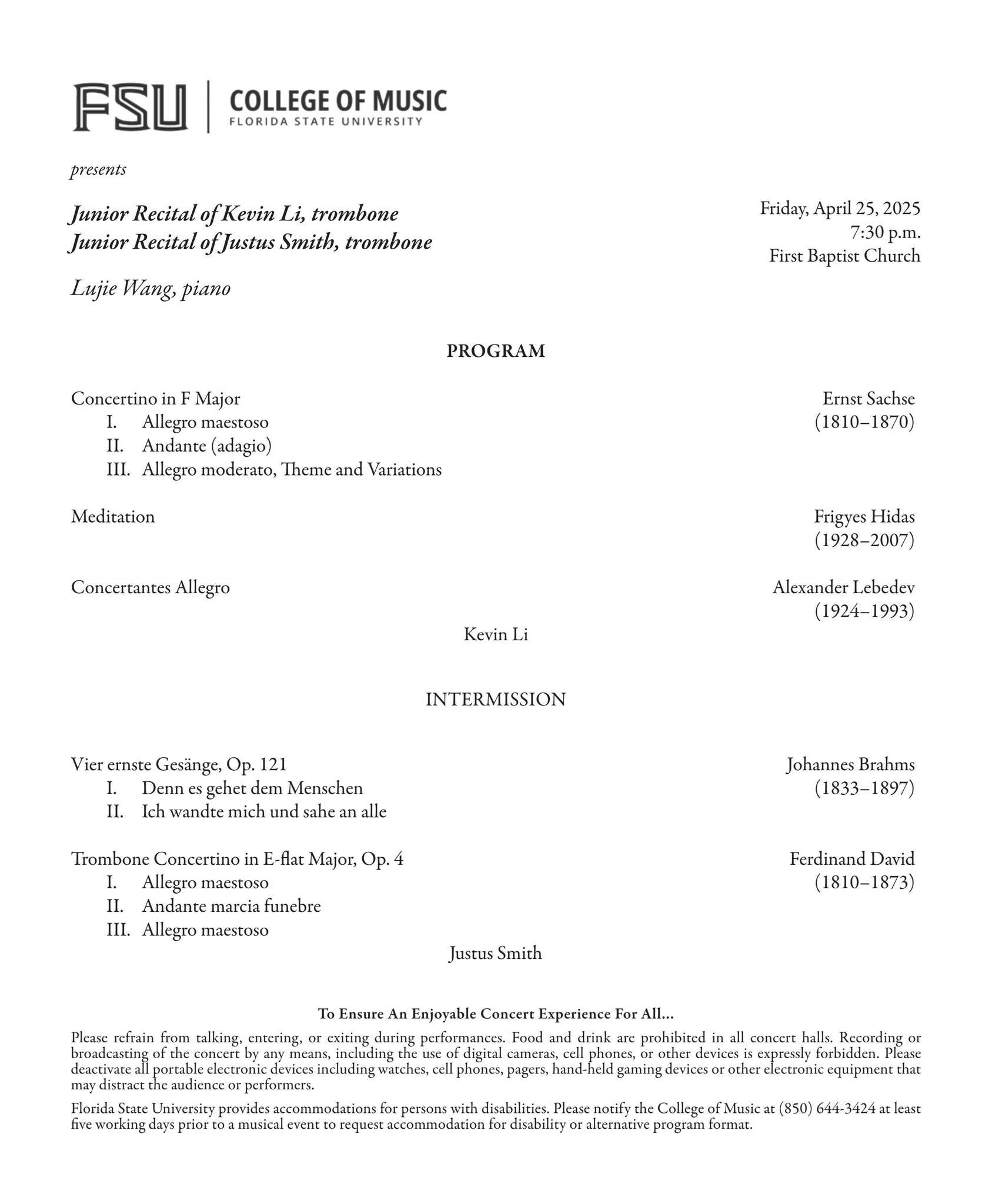 Li Fsu 20250425_Li_Smith by Florida State University College of Music - Issuu