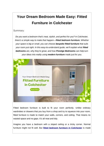 Your Dream Bedroom Made Easy- Fitted Furniture