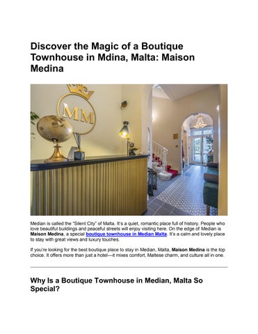 Discover the Magic of a Boutique Townhouse in Mdina, Malta Maison Medina
