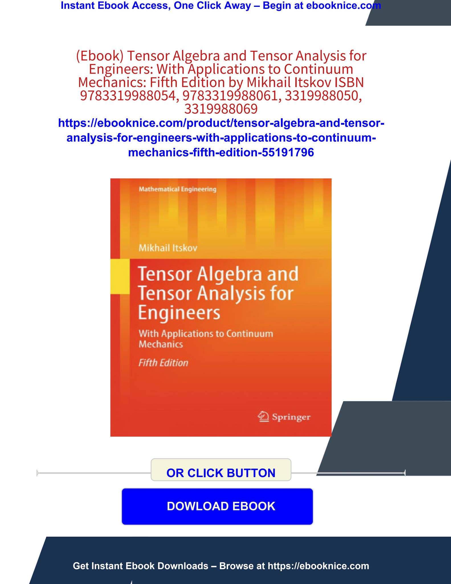 (ebook) tensor algebra and tensor analysis for engineers: with ...