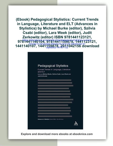 (ebook) pedagogical stylistics: current trends in language, literature and elt (advances in stylisti 第 1 页