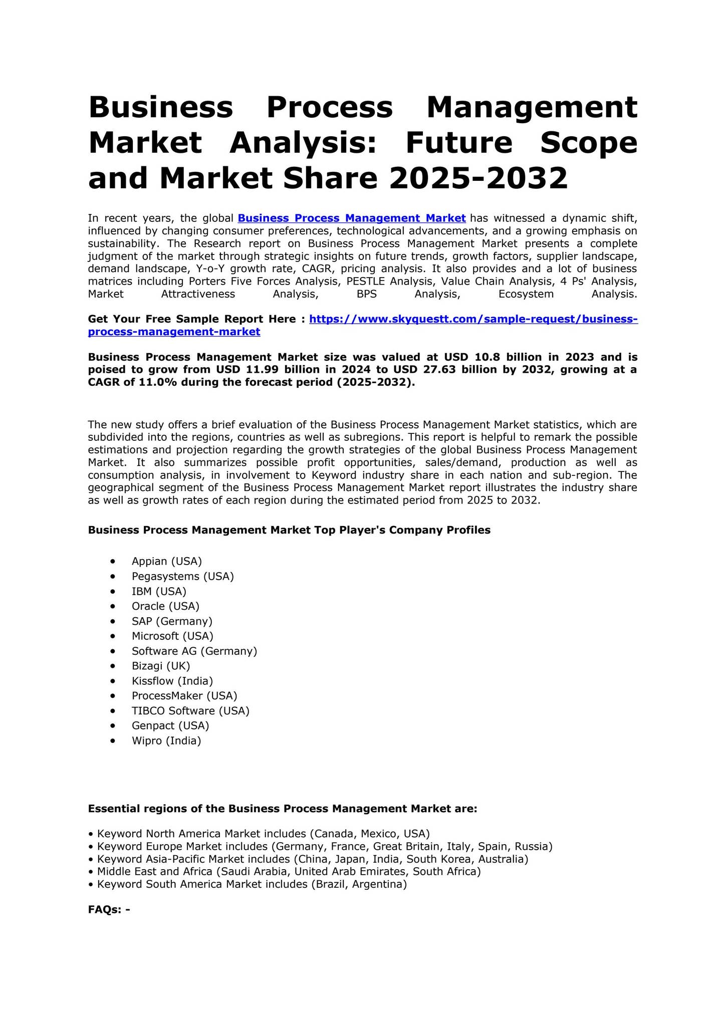 Business Process Management Market Analysis by SkyQuest Technology ...