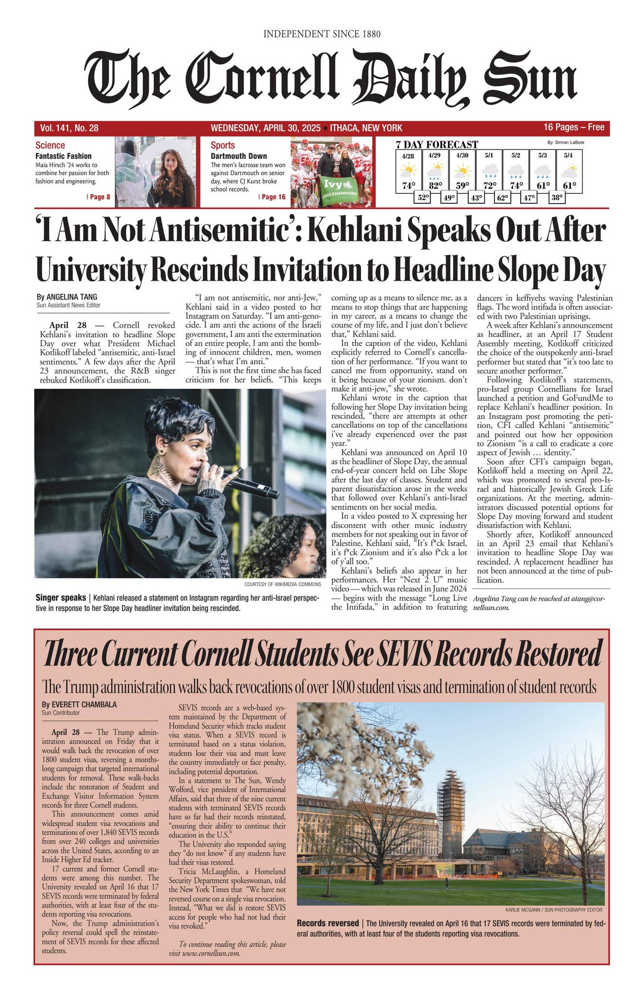 4-30-25 - entire issue hi res by The Cornell Daily Sun - Issuu