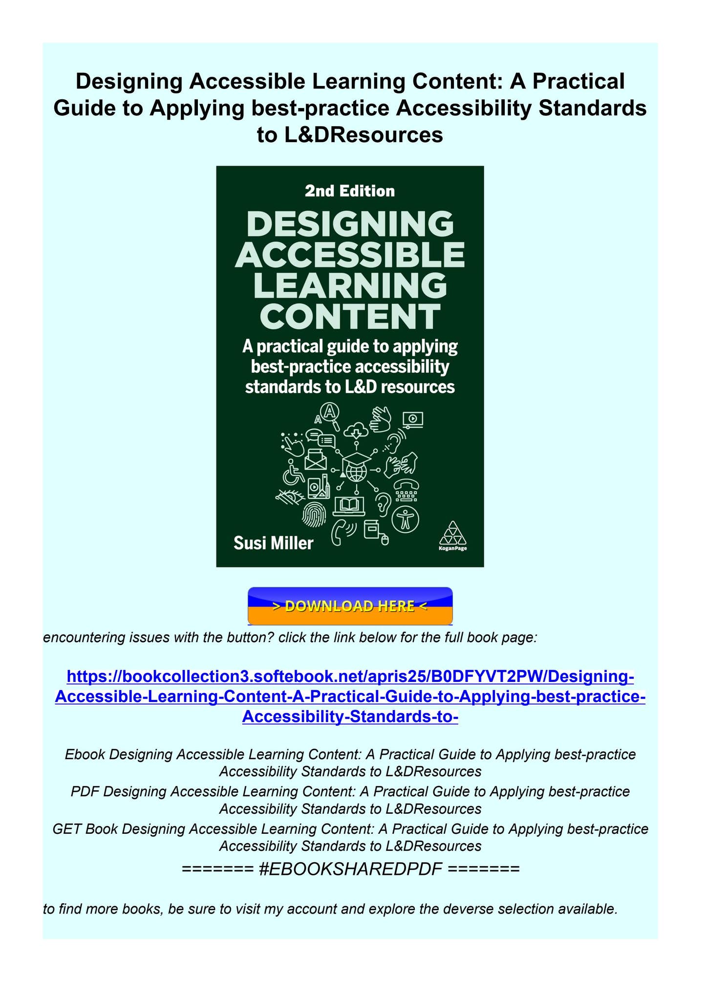 PDF KINDLE Designing Accessible Learning Content: A Practical Guide to ...