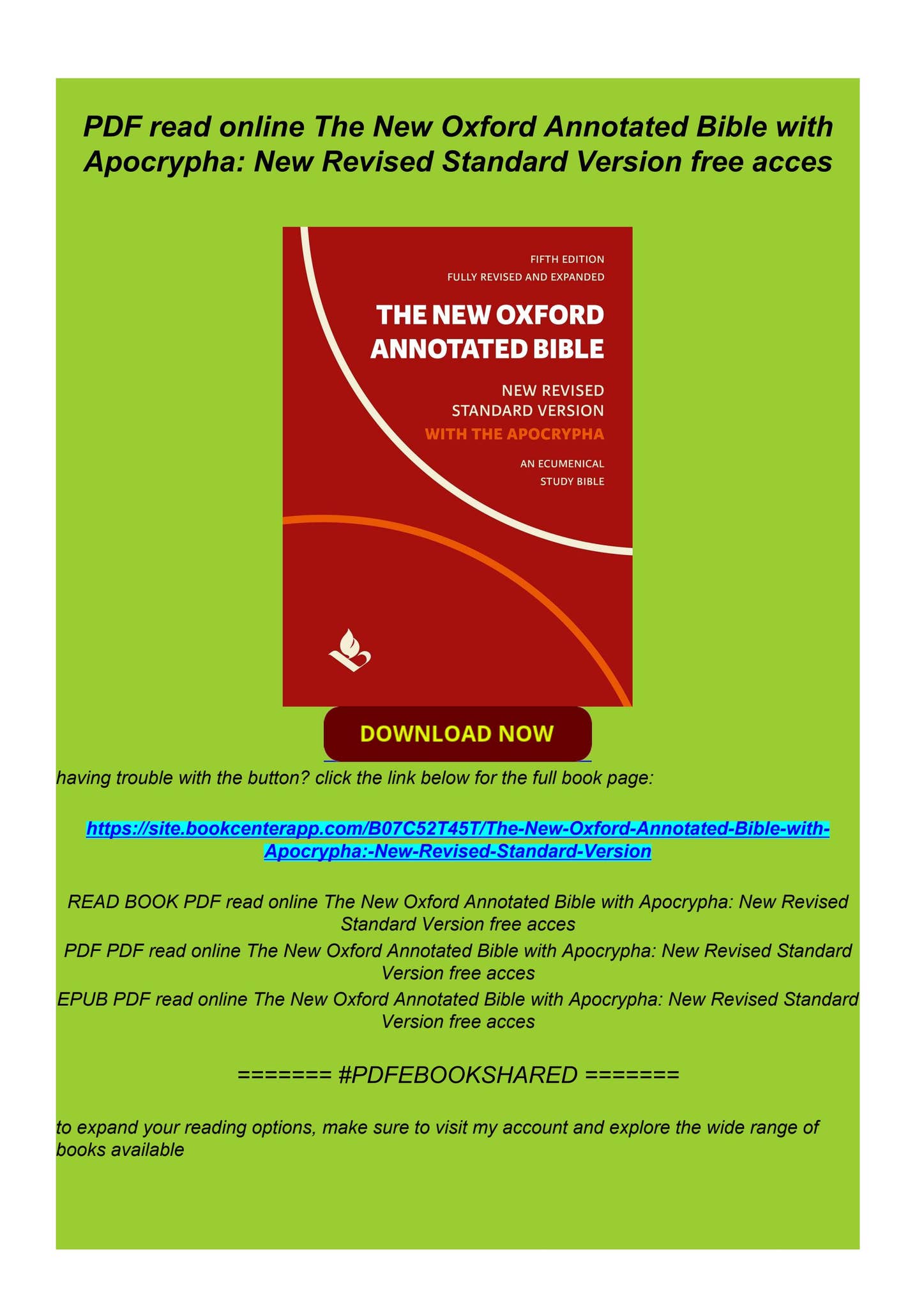 Ebook download The New Oxford Annotated Bible with Apocrypha: New ...
