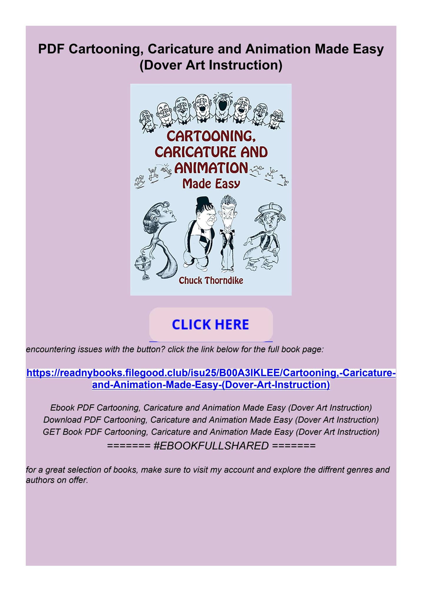 PDF Cartooning, Caricature and Animation Made Easy (Dover Art ...