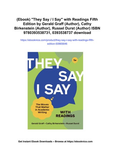 (ebook) "they say / i say" with readings fifth edition by gerald graff (author), cathy ...