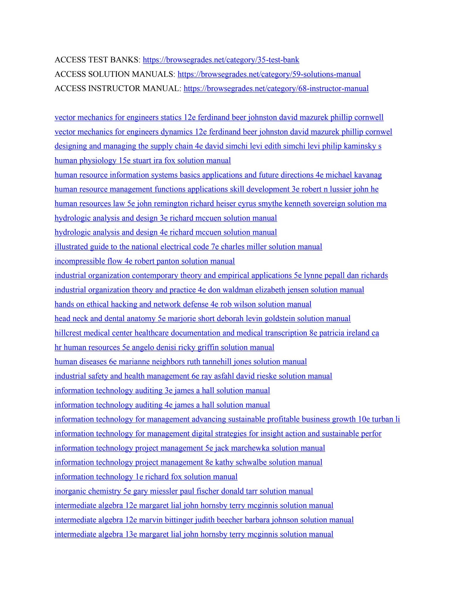 TEST BANKS, SOLUTIONS and INSTRUCTOR MANUALS by Scholarfriends - Issuu