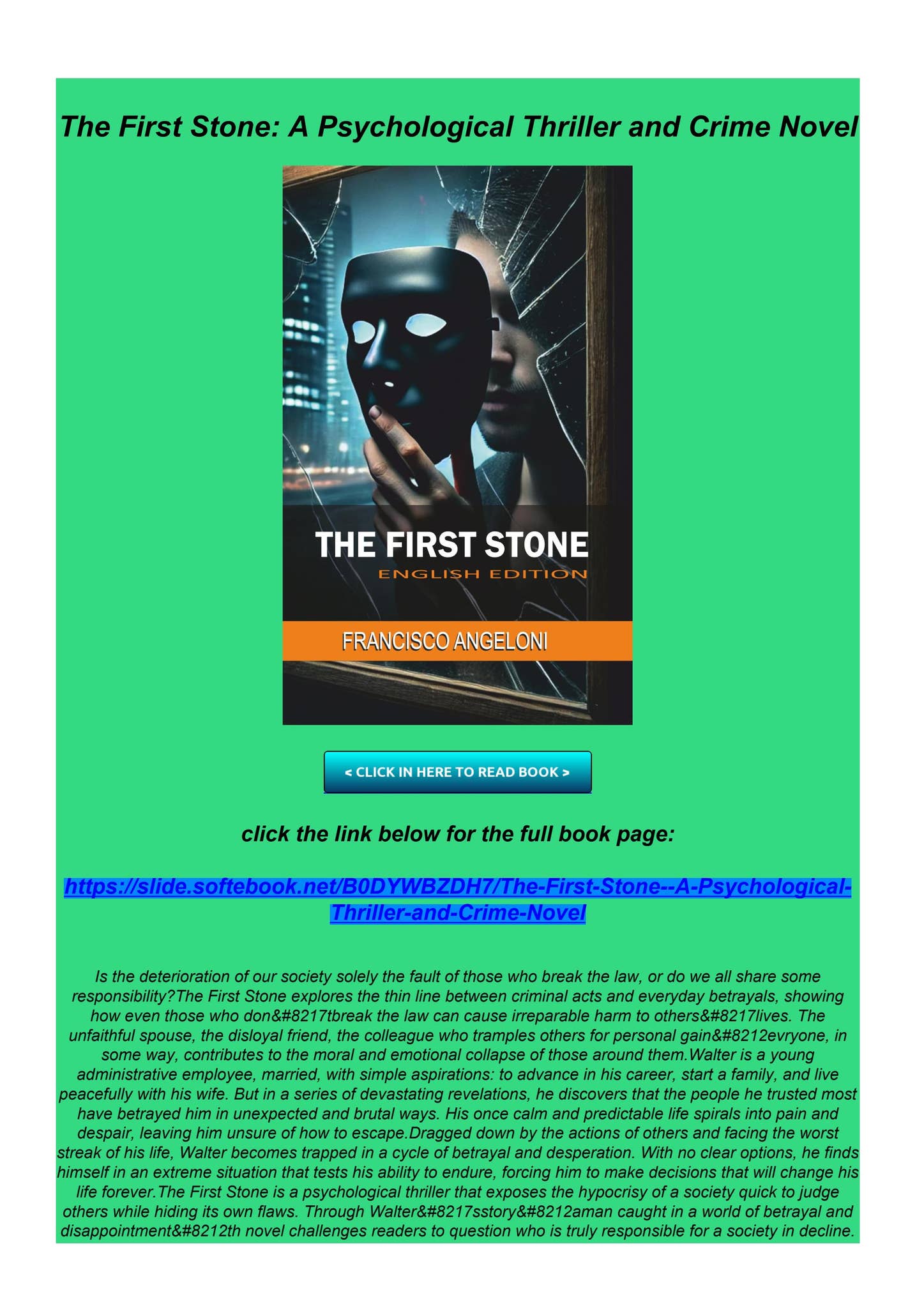 Ebook PDF The First Stone: A Psychological Thriller and Crime Novel by ...