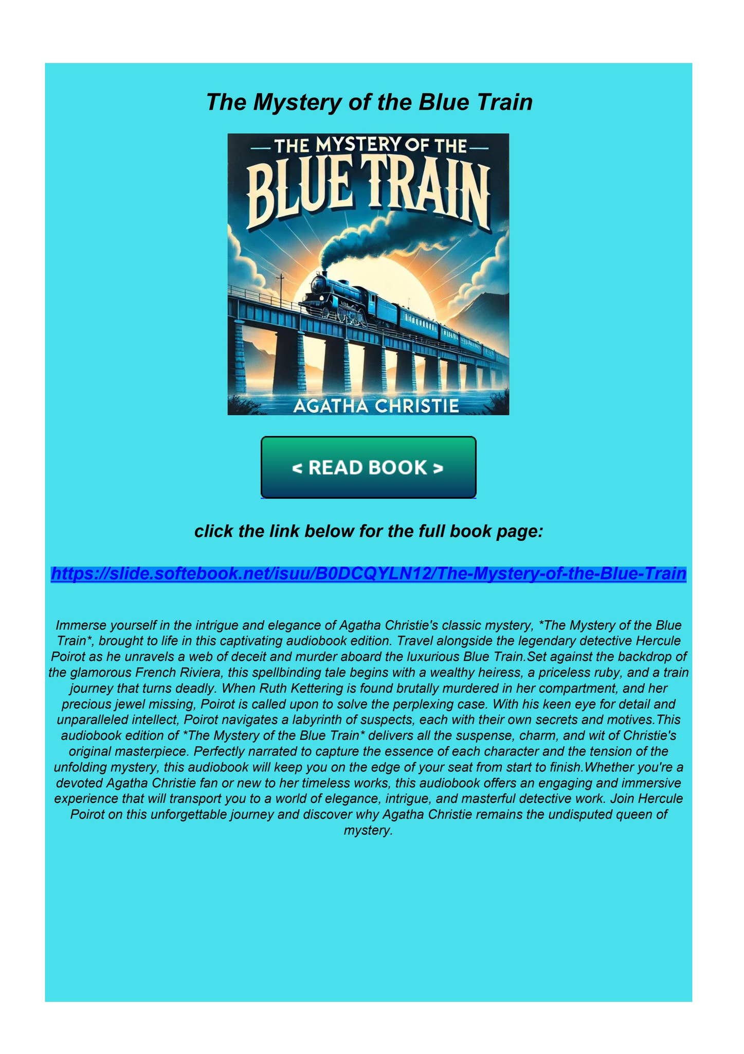 Read PDF The Mystery of the Blue Train by raulrideknox - Issuu
