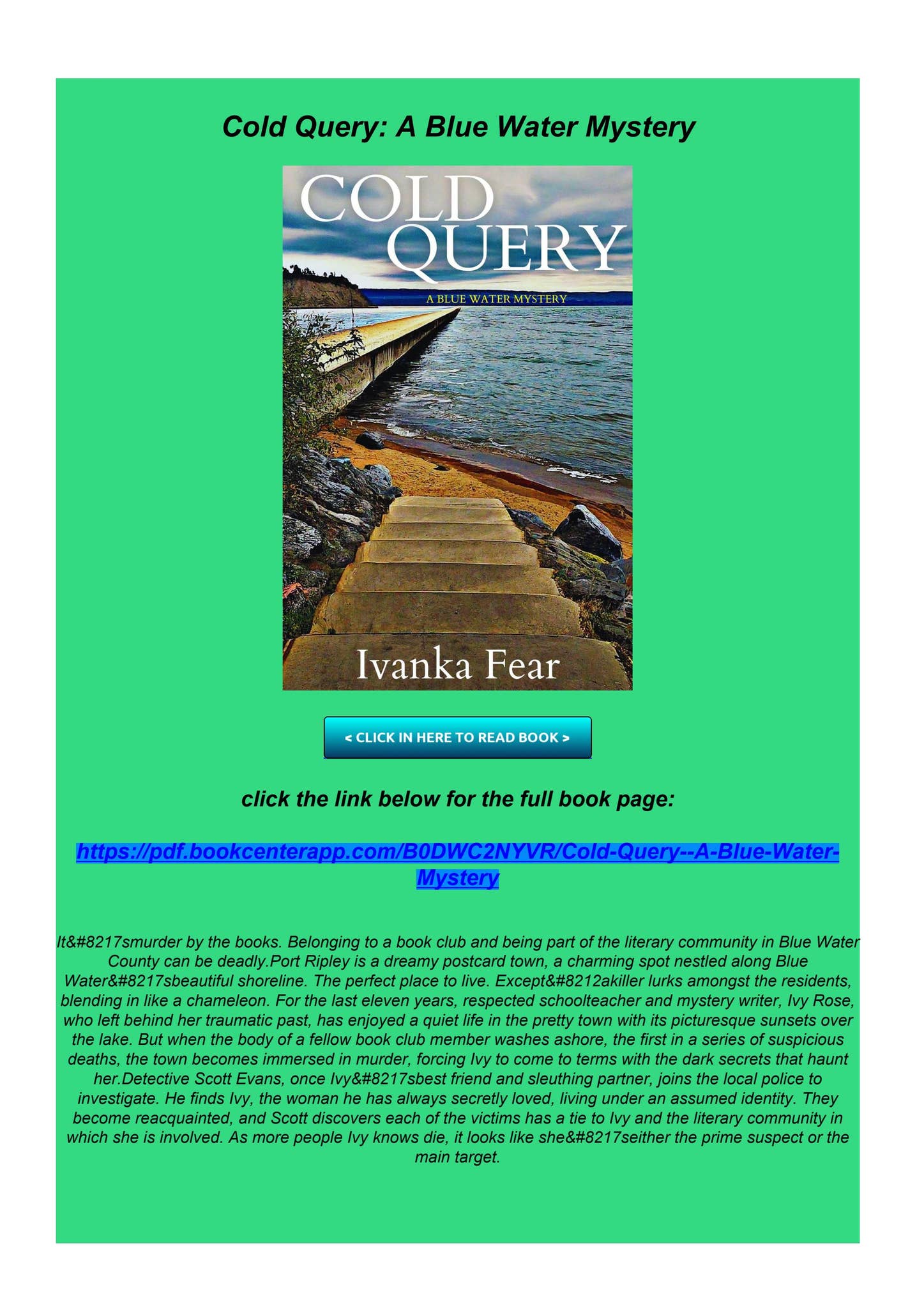 Query Water GEt PDF Cold Query: A Blue Water Mystery by jimmyridewatson - Issuu