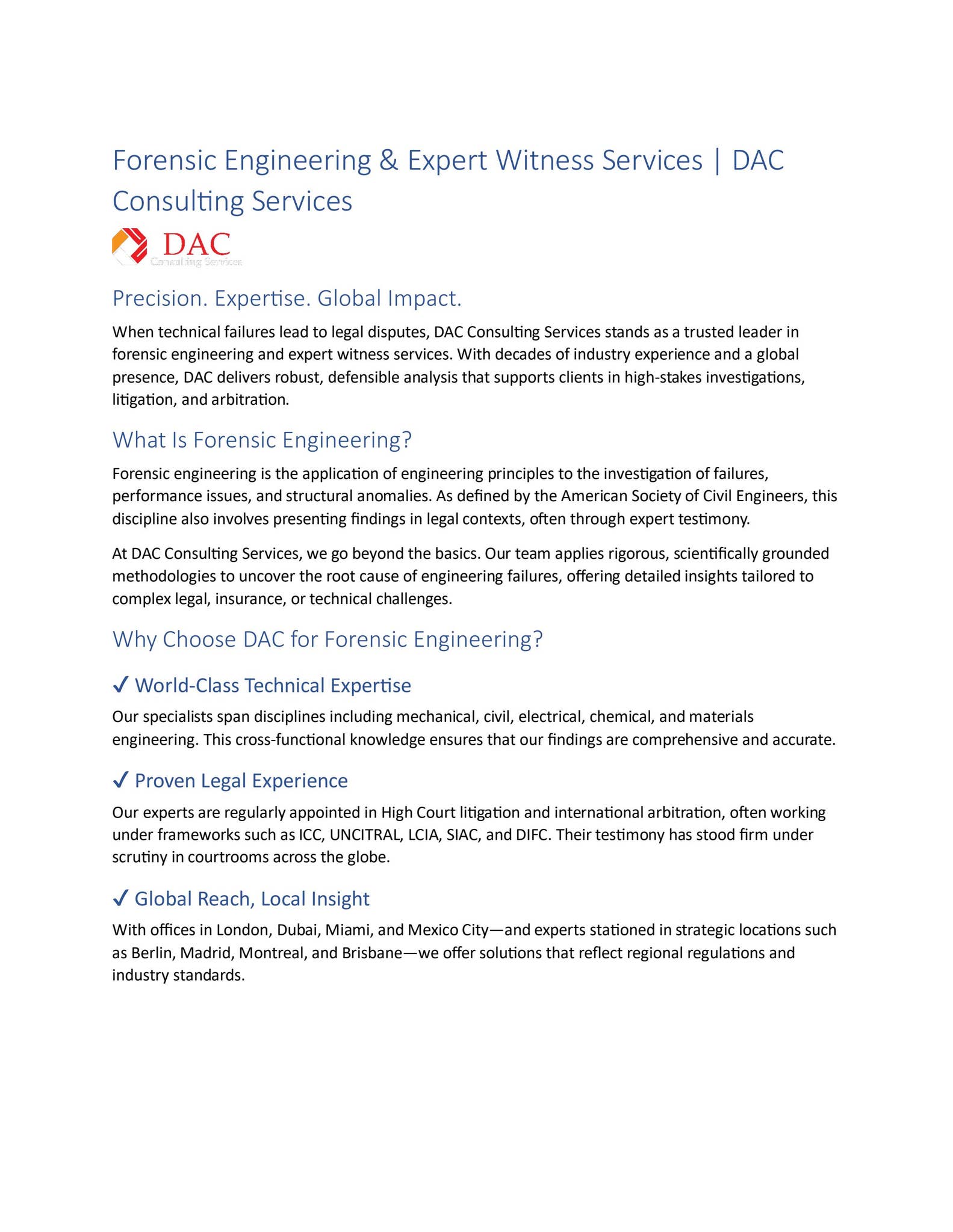 Forensic Engineering & Expert Witness Services | DAC Consulting ...