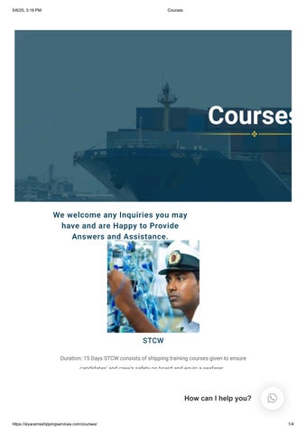 Professional Maritime Training Courses – Siyaram’s Shipping Services by ...