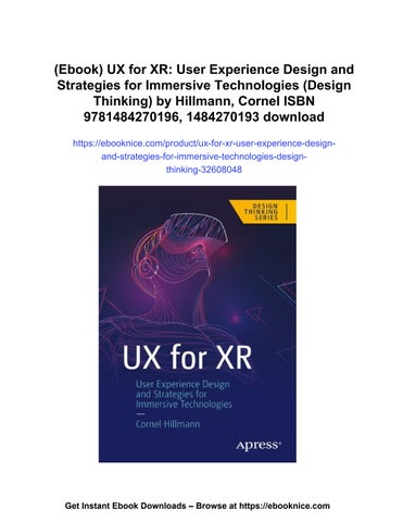 (ebook) ux for xr: user experience design and strategies for immersive ...