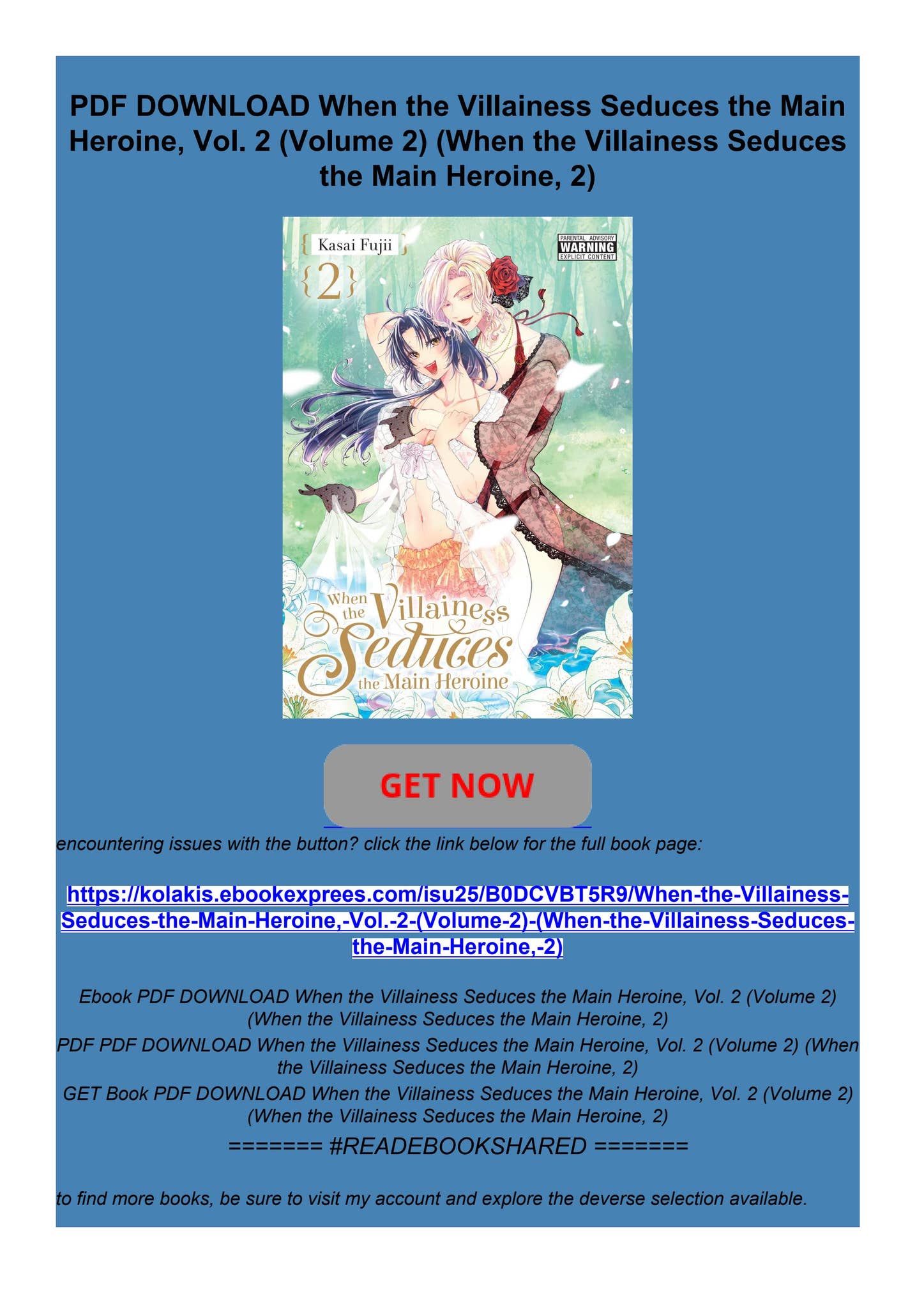 PDF DOWNLOAD When the Villainess Seduces the Main Heroine, Vol.