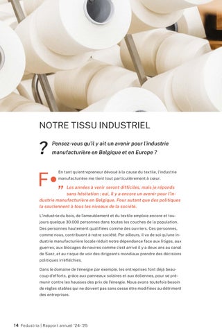 Rapport annuel Fedustria 2024-2025 第 16 页