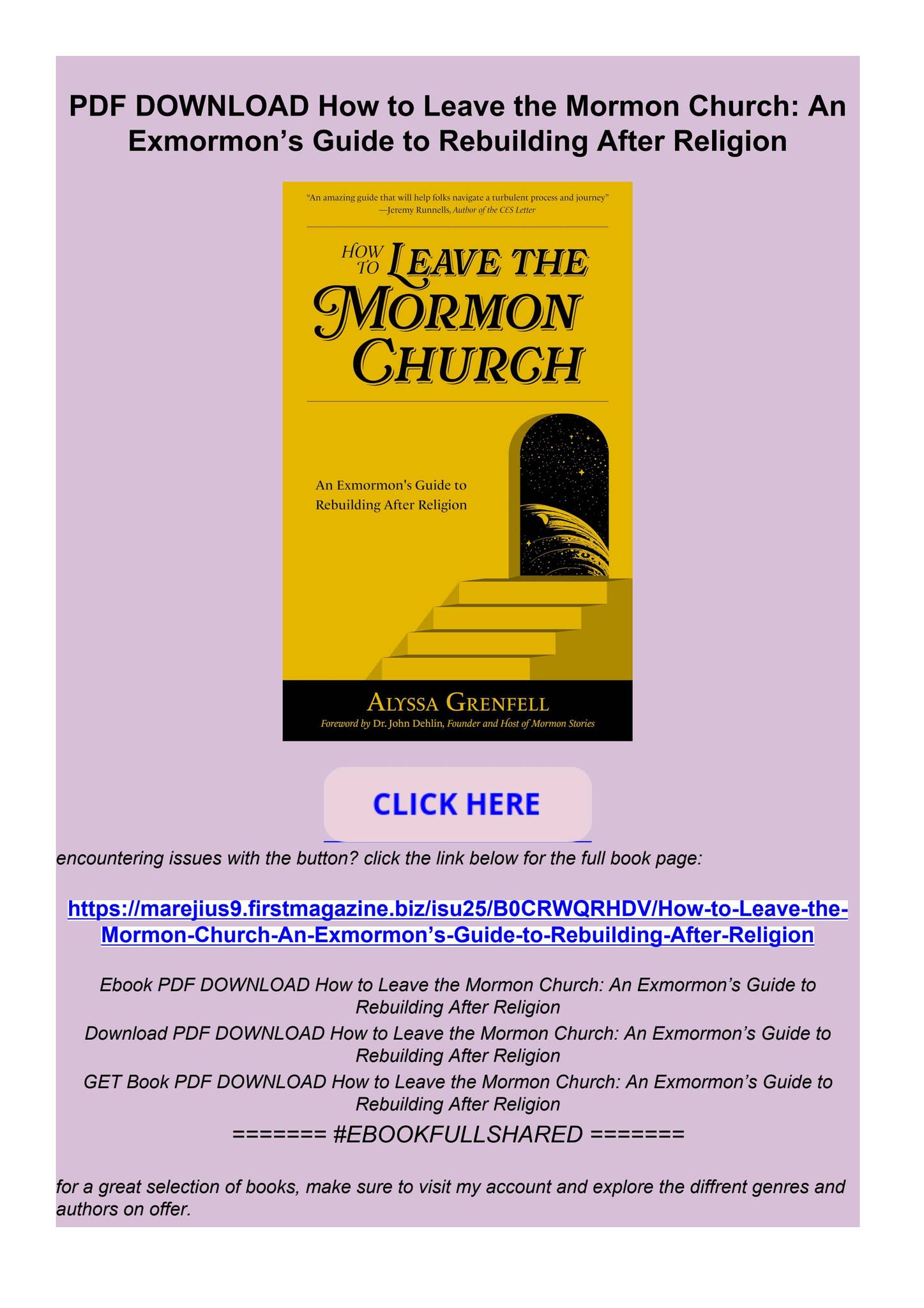 PDF DOWNLOAD How to Leave the Mormon Church An Exmormon’s